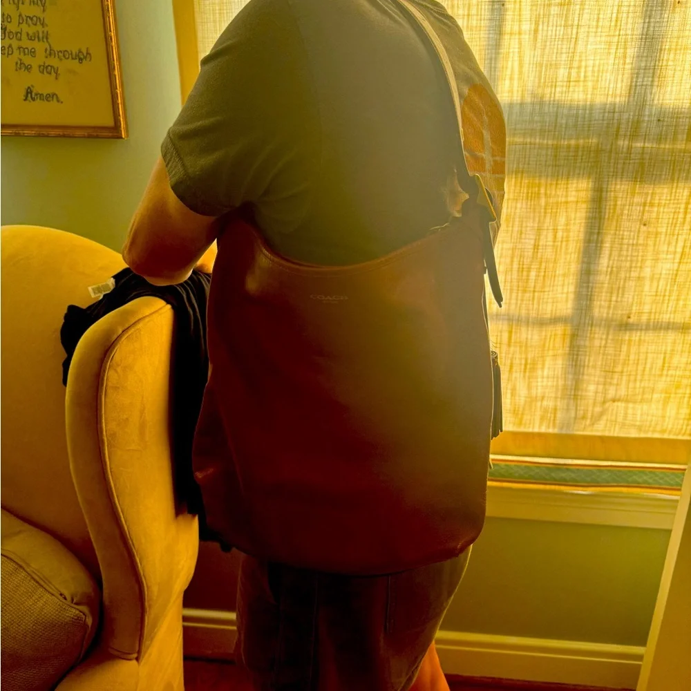 Coach brown leather tote. Genuine leather.